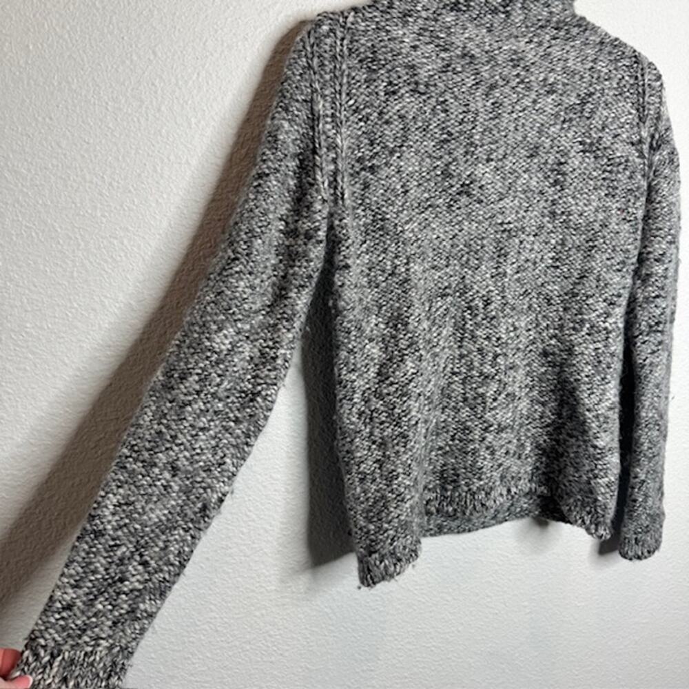 Burns Gray Marled Cable Knit Sweater Small Wool Alpaca Funnel Neck Cozy - Picture 11 of 15
